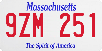 MA license plate 9ZM251