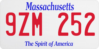 MA license plate 9ZM252