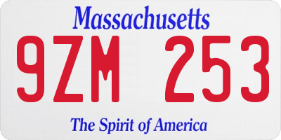 MA license plate 9ZM253