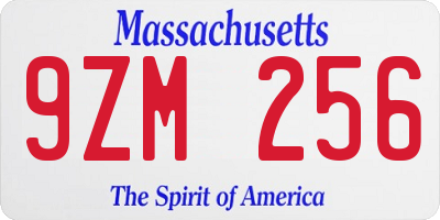 MA license plate 9ZM256