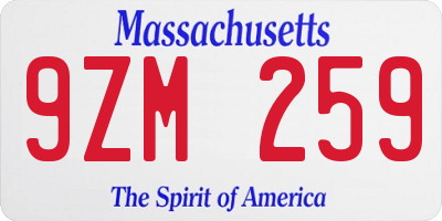 MA license plate 9ZM259