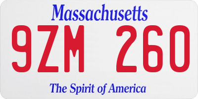 MA license plate 9ZM260