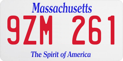MA license plate 9ZM261