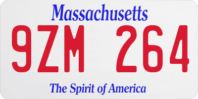 MA license plate 9ZM264
