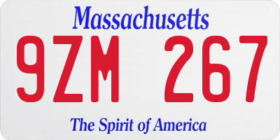 MA license plate 9ZM267