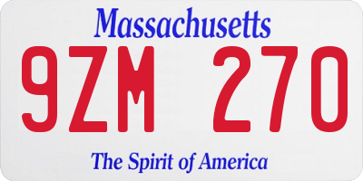 MA license plate 9ZM270