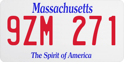 MA license plate 9ZM271