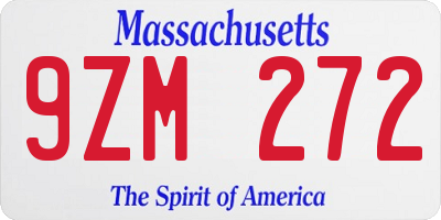 MA license plate 9ZM272