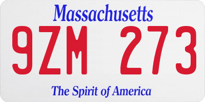 MA license plate 9ZM273