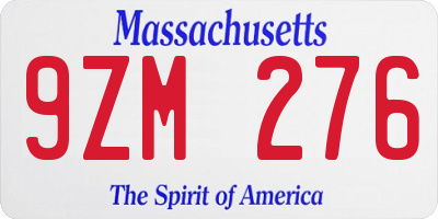 MA license plate 9ZM276