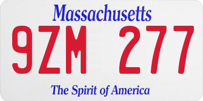 MA license plate 9ZM277