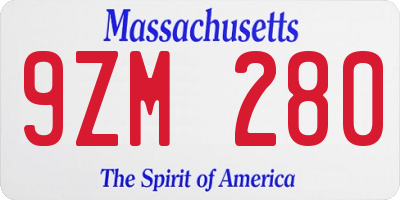 MA license plate 9ZM280