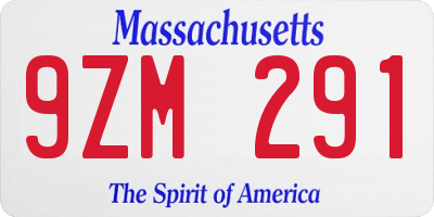 MA license plate 9ZM291