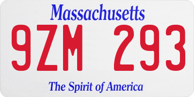 MA license plate 9ZM293