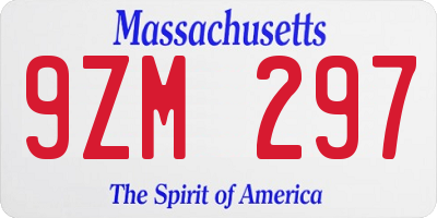 MA license plate 9ZM297