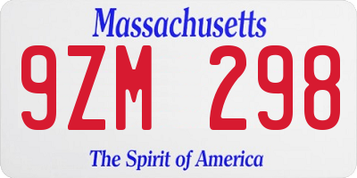 MA license plate 9ZM298