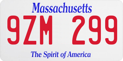 MA license plate 9ZM299