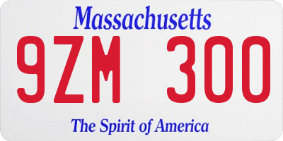 MA license plate 9ZM300