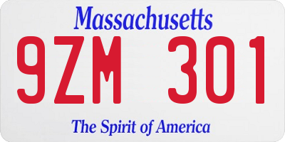 MA license plate 9ZM301