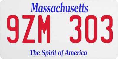 MA license plate 9ZM303