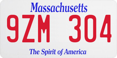 MA license plate 9ZM304