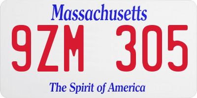MA license plate 9ZM305