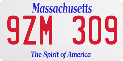 MA license plate 9ZM309