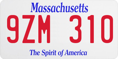 MA license plate 9ZM310