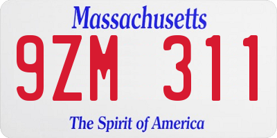 MA license plate 9ZM311