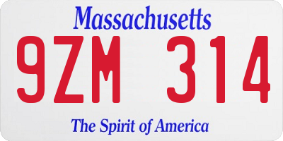 MA license plate 9ZM314