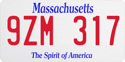 MA license plate 9ZM317