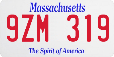 MA license plate 9ZM319