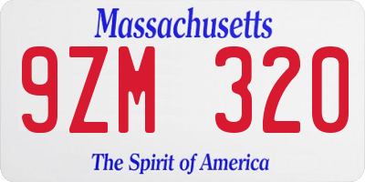 MA license plate 9ZM320