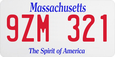 MA license plate 9ZM321