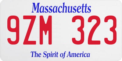 MA license plate 9ZM323