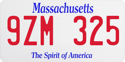 MA license plate 9ZM325