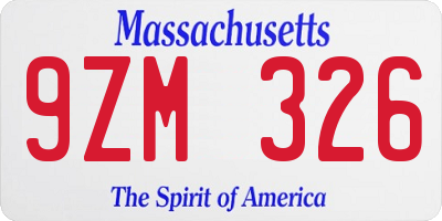 MA license plate 9ZM326