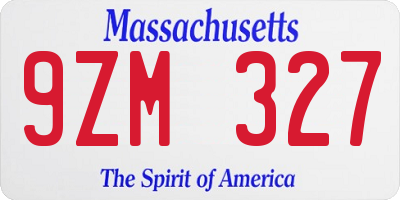 MA license plate 9ZM327