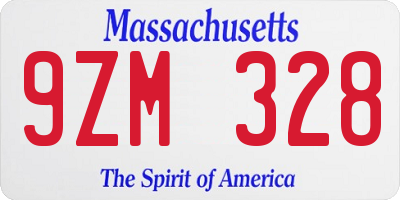 MA license plate 9ZM328