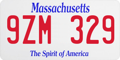 MA license plate 9ZM329