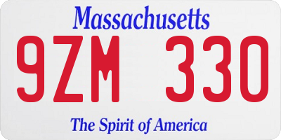 MA license plate 9ZM330