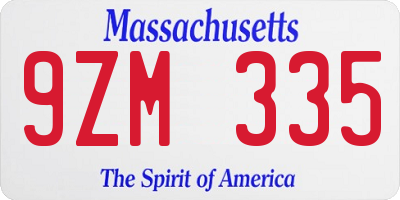 MA license plate 9ZM335