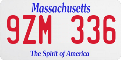 MA license plate 9ZM336