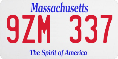 MA license plate 9ZM337