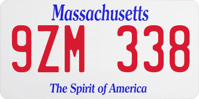 MA license plate 9ZM338