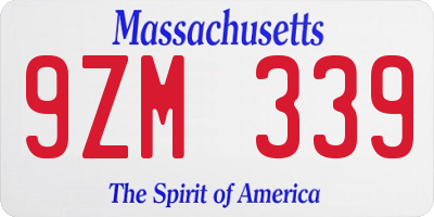 MA license plate 9ZM339