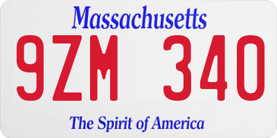 MA license plate 9ZM340