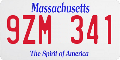 MA license plate 9ZM341