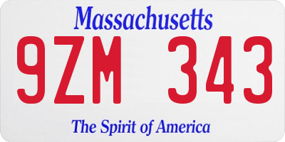 MA license plate 9ZM343