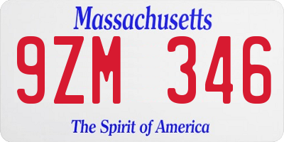 MA license plate 9ZM346